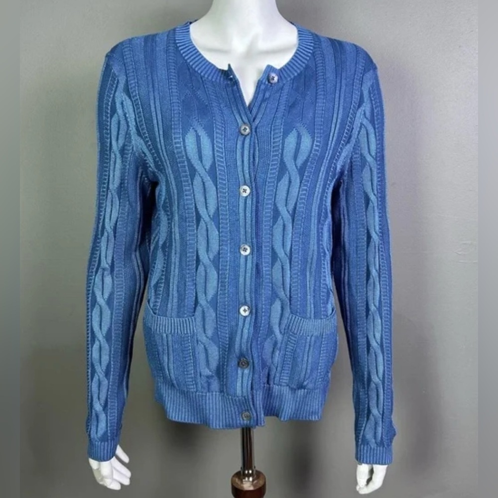 Brooks Brothers Blue Cable Knit Cardigan